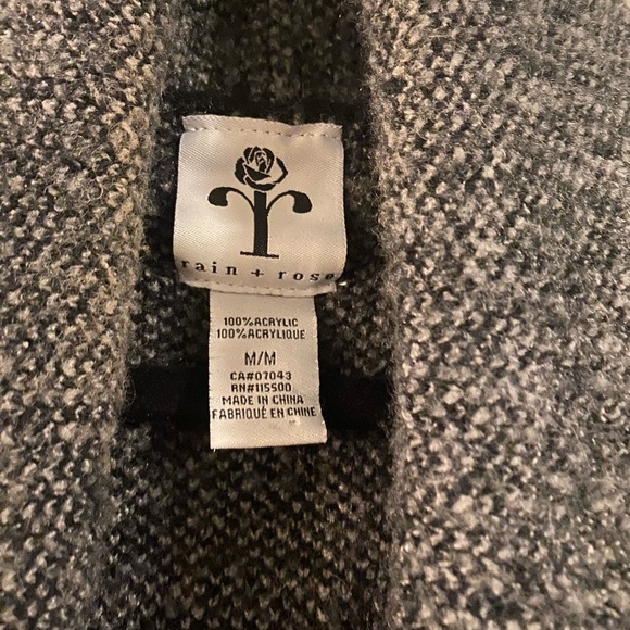 Rain + Rose Black and Grey Plaid Sleeveless Waterfall Sweater Vest Size Medium - Picture 3 of 4